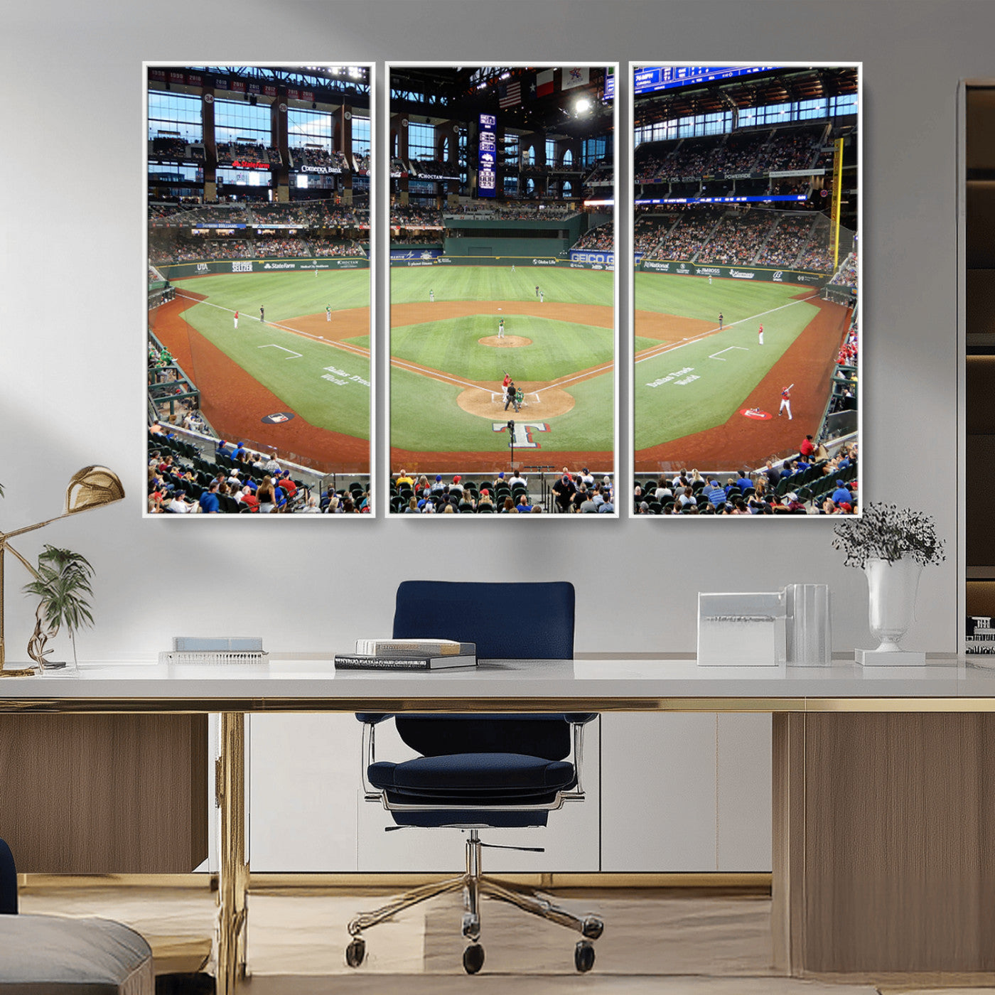 MGV-FC-48X32-3P - Texas Rangers Baseball Team Print - Arlington Globe Life Field Stadium Canvas Print Wall Art