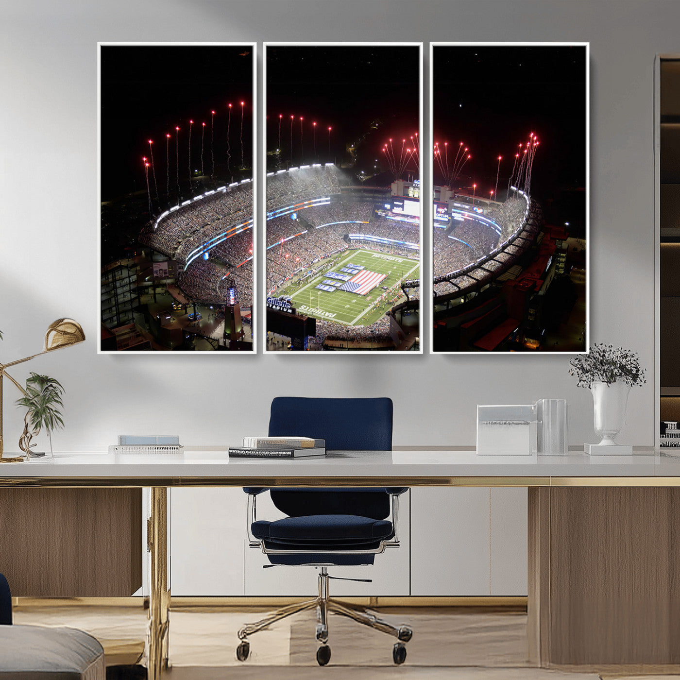 MGV-FC-48X32-3P - New England Patriots Team Print Wall Art- Foxborough Gillette Stadium Wall Art Canvas Print