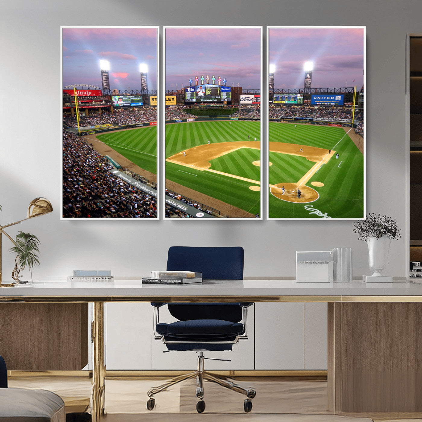 MGV-FC-48X32-3P - Chicago White Sox Baseball Team Print Canvas- Guaranteed Rate Field Stadium Wall Art Canvas Print