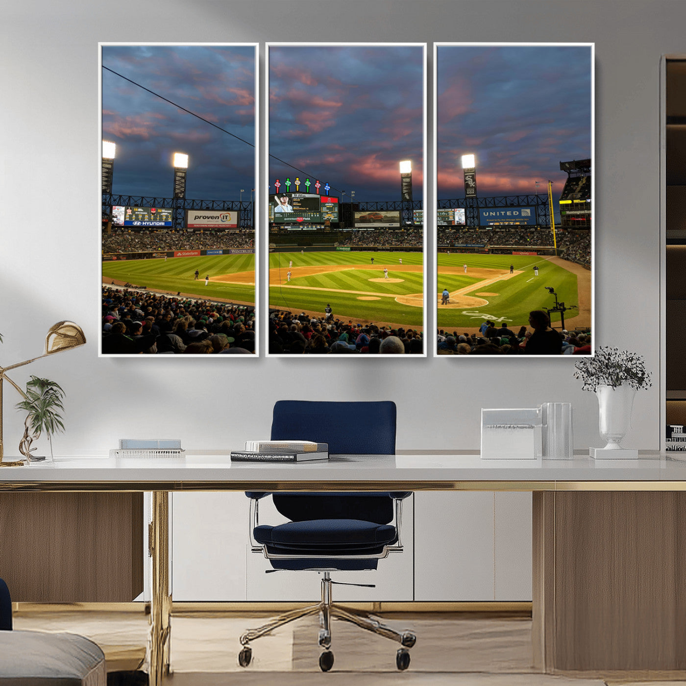 MGV-FC-48X32-3P - Chicago White Sox Baseball Team Print Canvas- Guaranteed Rate Field Stadium Wall Art Canvas Print