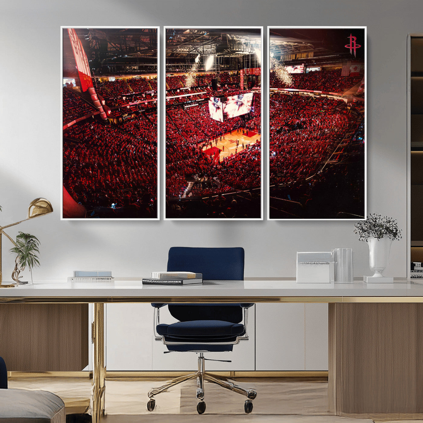 MGV-FC-48X32-3P - Houston Rockets Basketball Team Print Canvas- Houston Toyota Center Stadium Wall Art Canvas Print