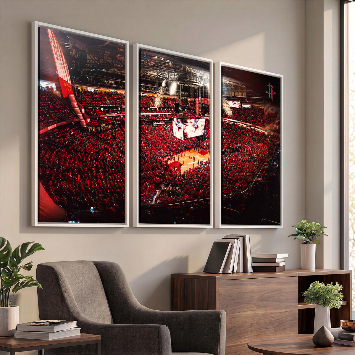 91527-MGV-CV-36X24 - Houston Rockets Basketball Team Print Canvas, Houston Toyota Center Arena Wall Art