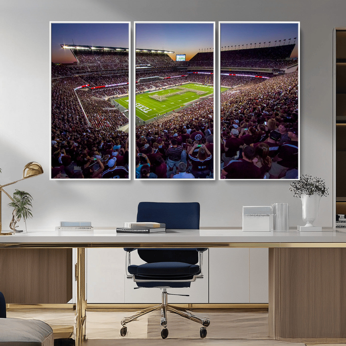 MGV-FC-48X32-3P - Texas A&M University Aggies Football Team Print - College Station Kyle Field Stadium Wall Art Canvas