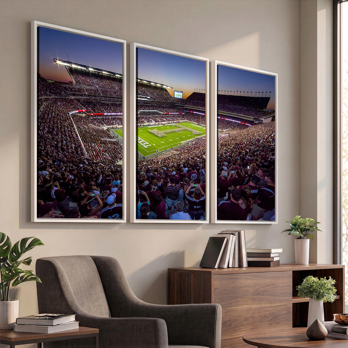 25148-MGV-CV-36X24 - Texas A&M University Aggies Football Team Print, College Station Kyle Field, Framed and Ready to Hang