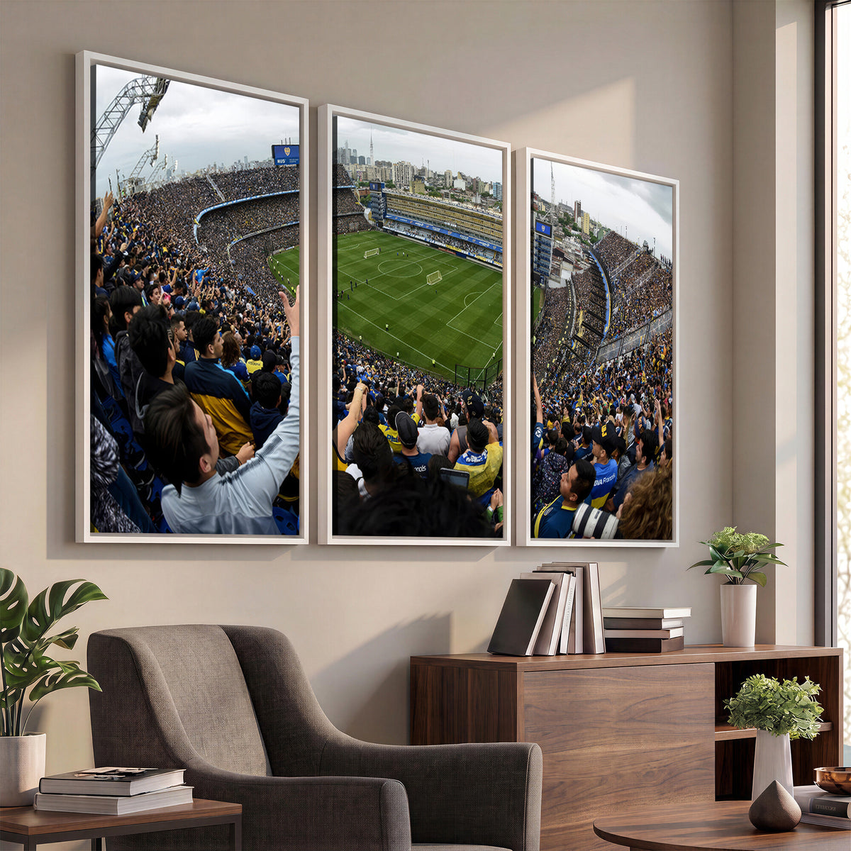 23173-MGV-CV-36X24 - Boca Juniors Soccer Team Print, Buenos Aires Bombonera, Framed and Ready to Hang