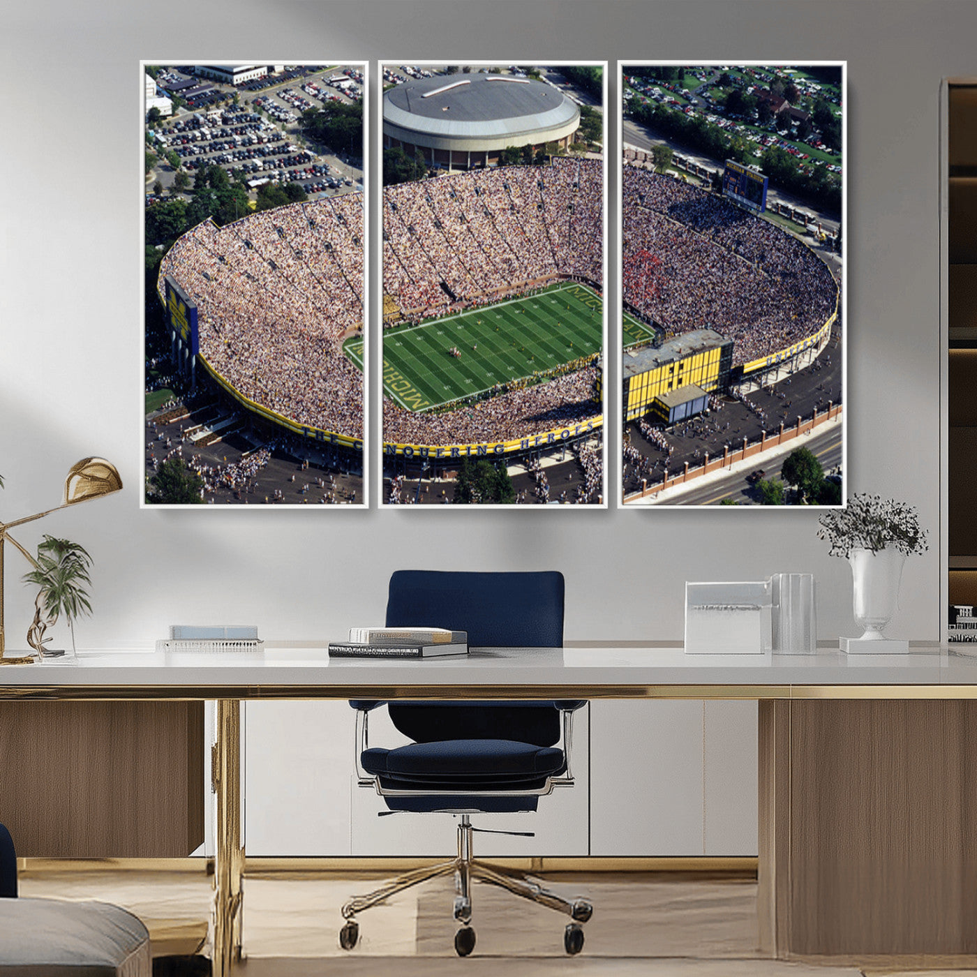 MGV-FC-48X32-3P - Michigan Wolverines Football Team Print - Ann Arbor Michigan Stadium Print, Michigan Wolverines
