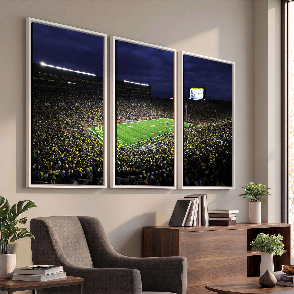 15448-MGV-CV-36X24 - Michigan Wolverines Football Canvas Wall Decor, Football Team Print, Ann Arbor Michigan Stadium