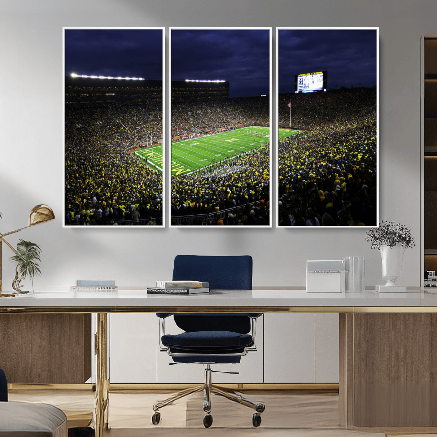 MGV-FC-48X32-3P - Michigan Wolverines Football Canvas Wall Decor, Football Team Print - Ann Arbor Michigan Stadium