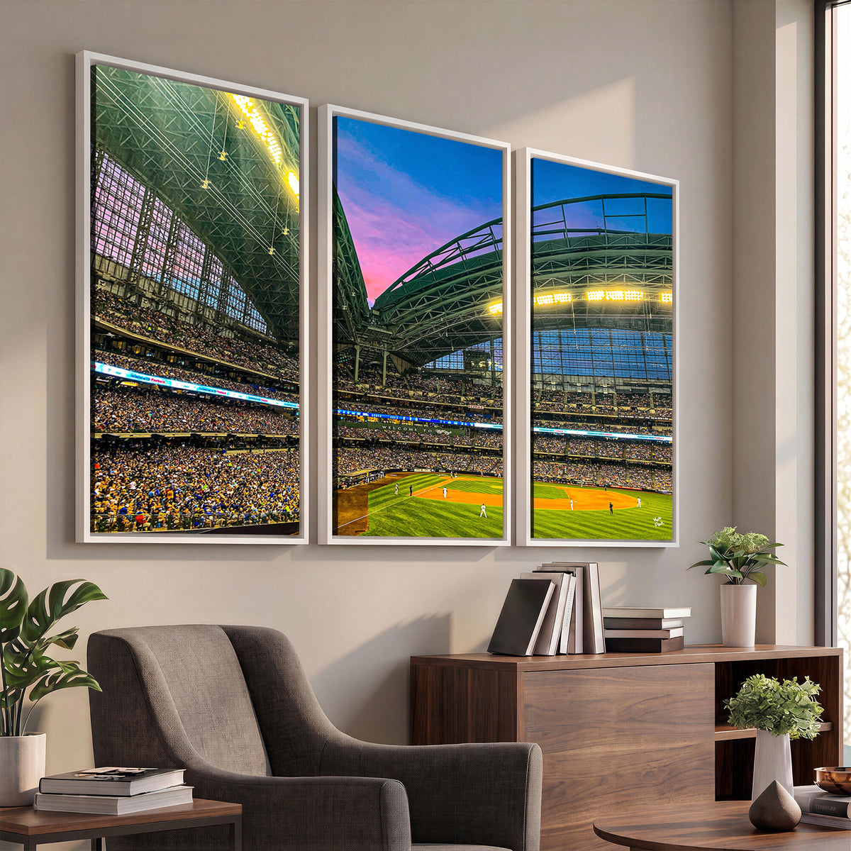 17006-MGV-CV-36X24 - Milwaukee Brewers Baseball Team Print Canvas, American Family Field Stadium Wall Art