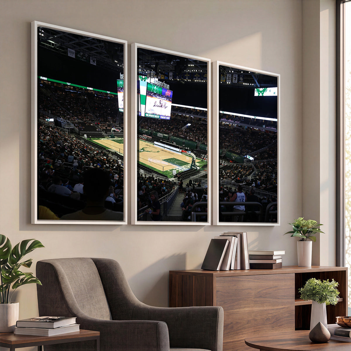 69882-MGV-CV-36X24 - Milwaukee Bucks Basketball Print, Fiserv Forum Stadium Wall Art