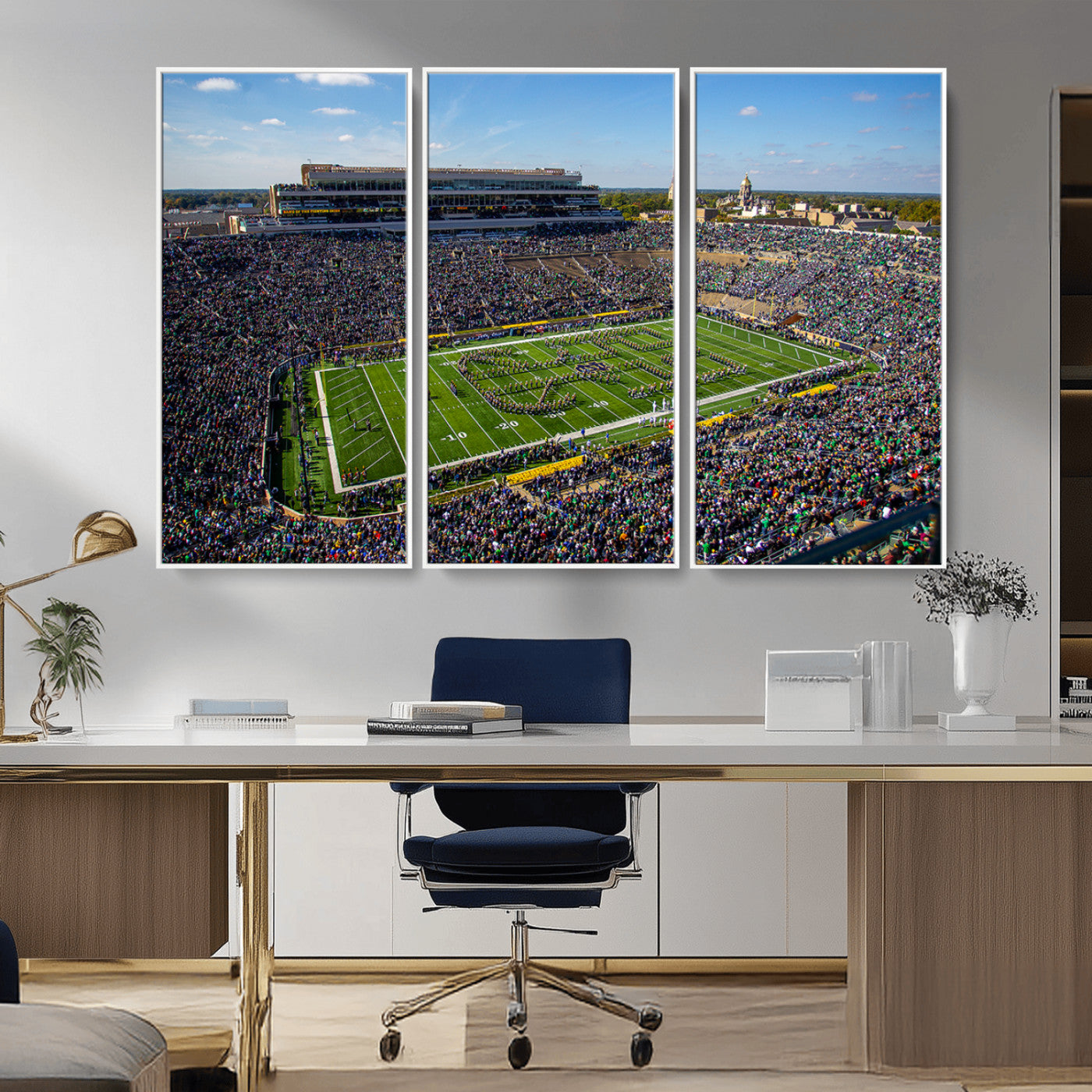 MGV-FC-48X32-3P - Notre Dame Fighting Irish Football Team Print - Notre Dame Stadium Wall Art Canvas Print