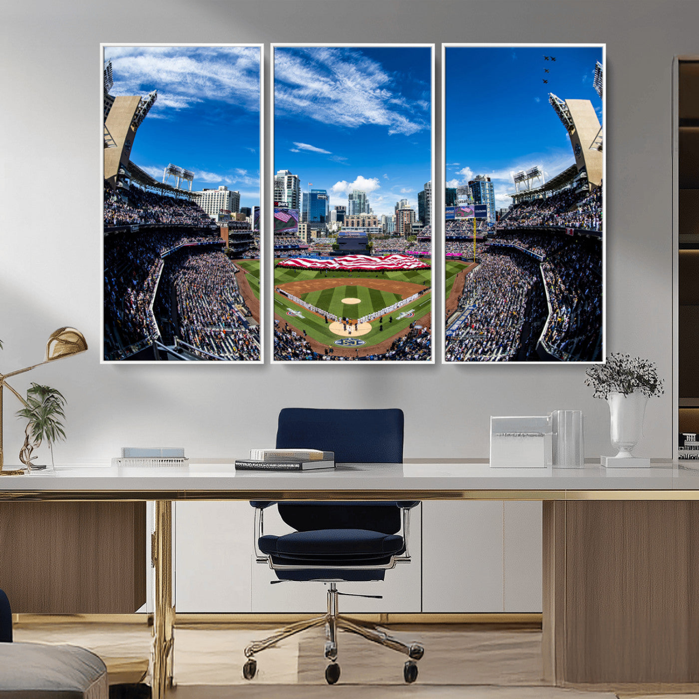 MGV-FC-48X32-3P - San Diego Padres Baseball Team Print - Petco Park Stadium Wall Art Canvas Print