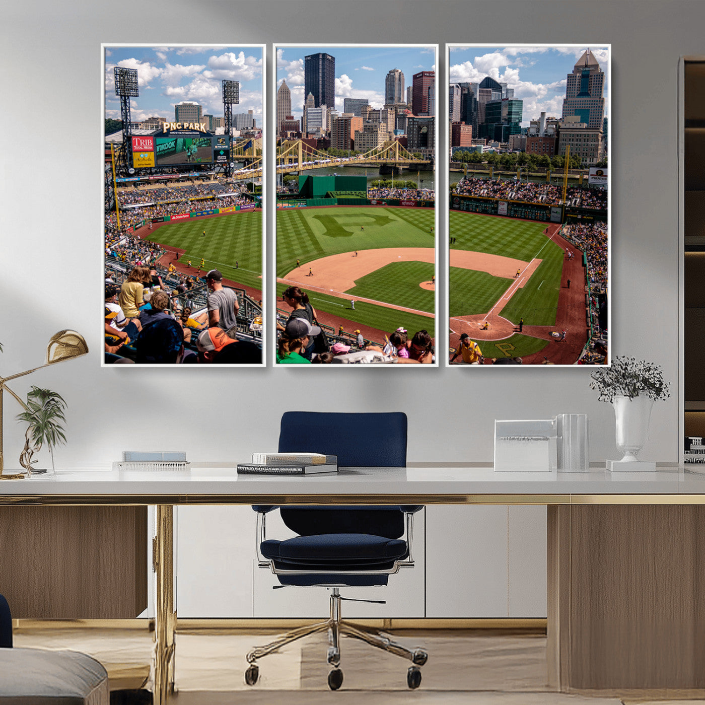 MGV-FC-48X32-3P - Pittsburgh Pirates Baseball Team Print - PNC Park Stadium Wall Art Canvas Print - Ready to Hang