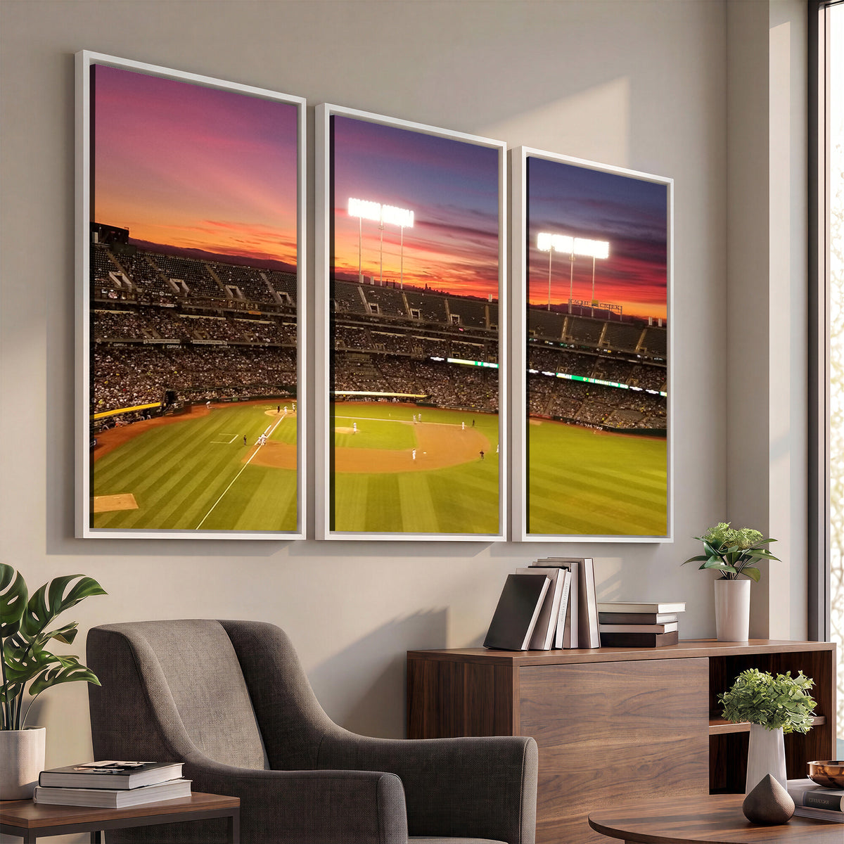 73718-MGV-CV-36X24 - Oakland Athletics Baseball Team Print, Oakland Coliseum
