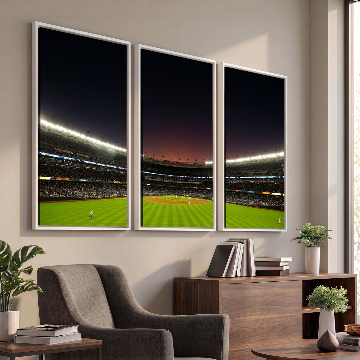 59138-MGV-CV-36X24 - Yankee Stadium Night Game Triple Canvas, New York Yankees Stadium Wall Art