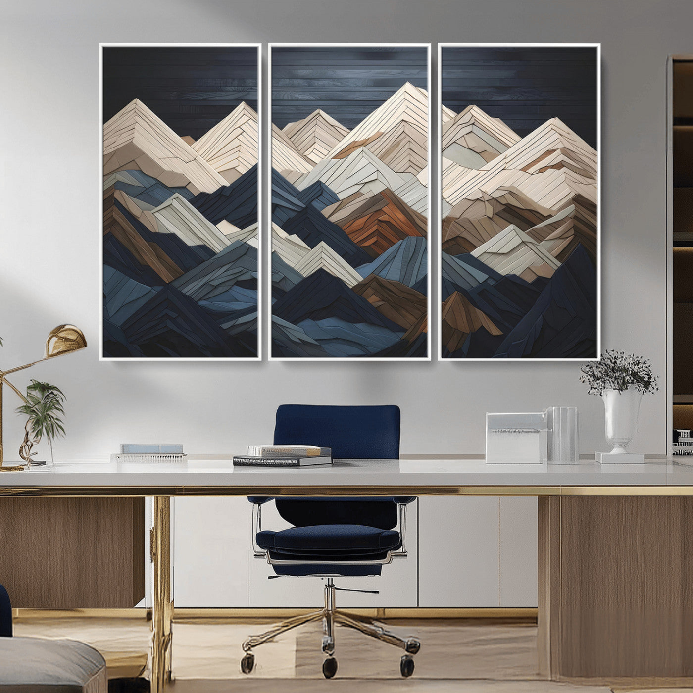 MGV-FC-48X32-3P - Wood Mountain Wall Art | Mountain Canvas Print Wood Decor | Ready to Hang for Cabin Decor
