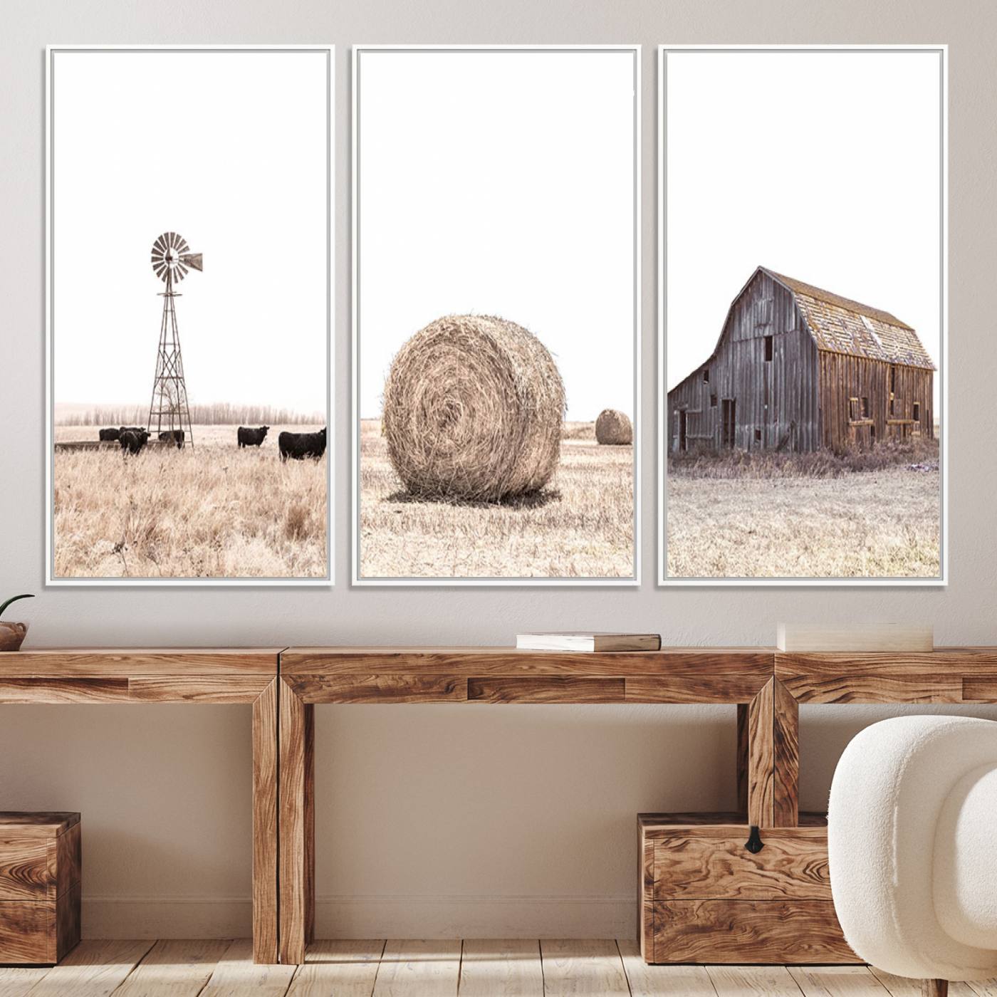 30918-MGV-CV-60X30-3P-Farm Prints Set, Set of 6 Farmhouse Wall Art, Country House Decor, Barn Print, Wheat Print, Farmhouse Wall Art, Gallery Wall Art, Farm Print
