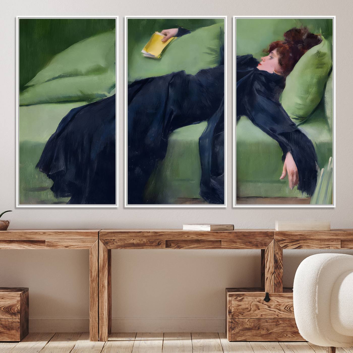 17725-MGV-CV-30X20-Decadent Girl by Ramon Casas Wall Art Canvas Print, Framed Decadent Girl Canvas Print