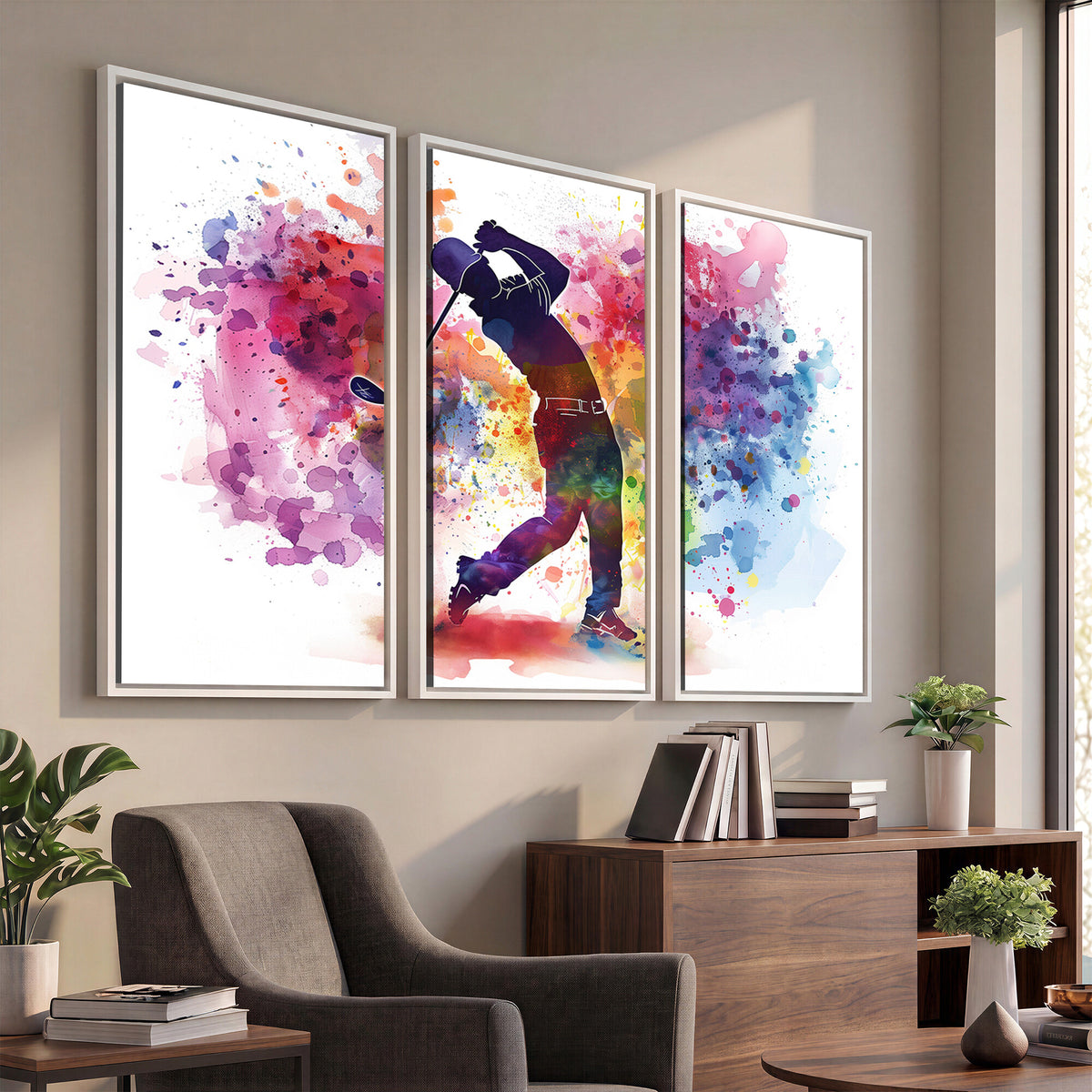 66537-MGV-CV-36X24 - Colorful Golfer Swing Wall Art Canvas Print, Ready to Hang
