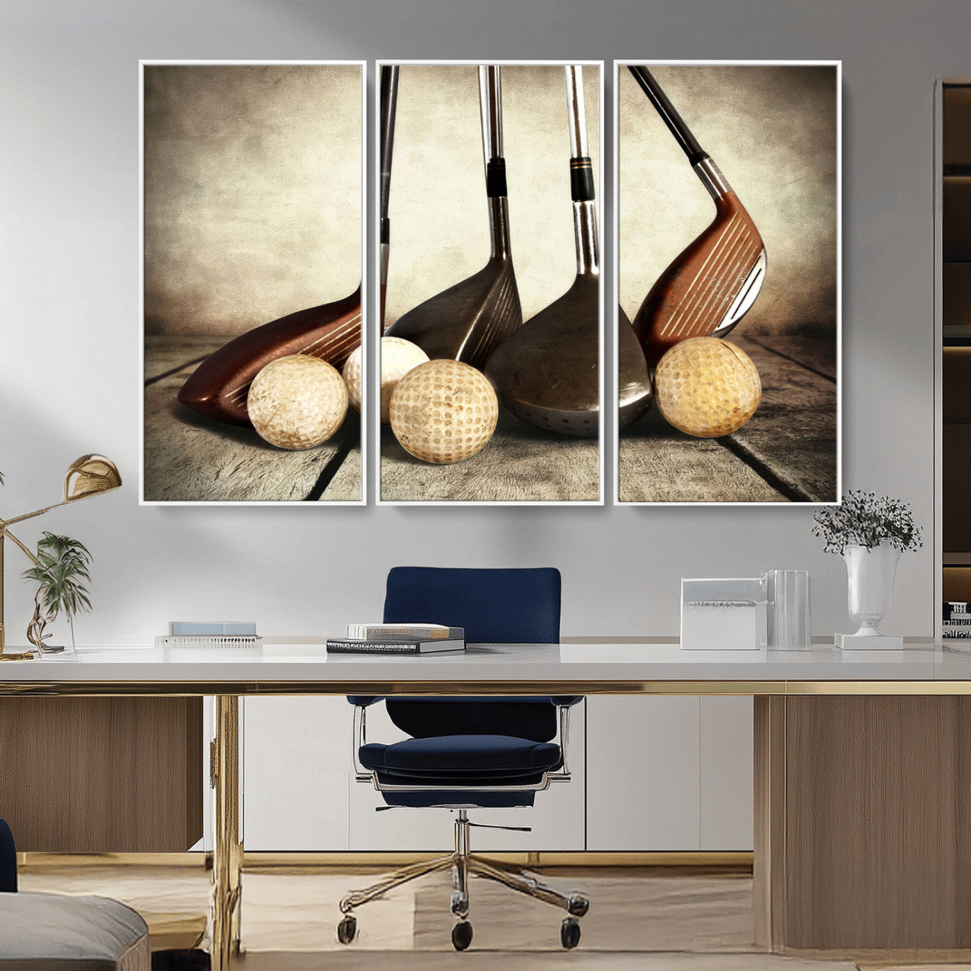 MGV-FC-48X32-3P - Vintage Golf Ball Art | Golf Decor for Man Cave or Office | Ready to Hang and Framed