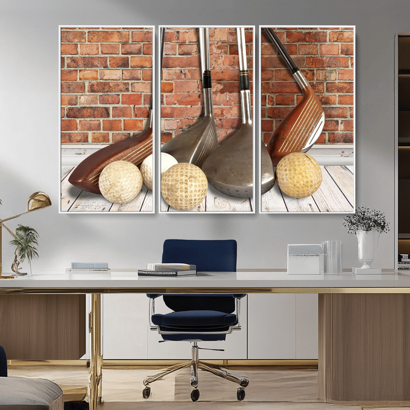 MGV-FC-48X32-3P - Vintage Golf Ball Wall Art Canvas Print | Golf Decor for Man Cave or Office | Ready to Hang and