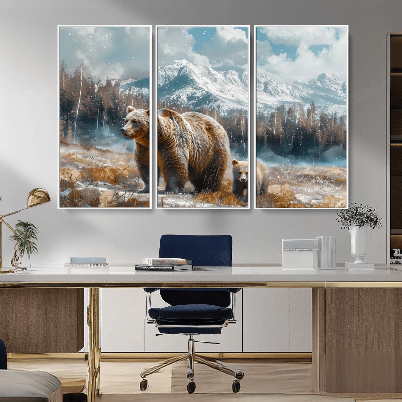 MGV-FC-48X32-3P - Bear and Baby Bear Wall Art Canvas Print