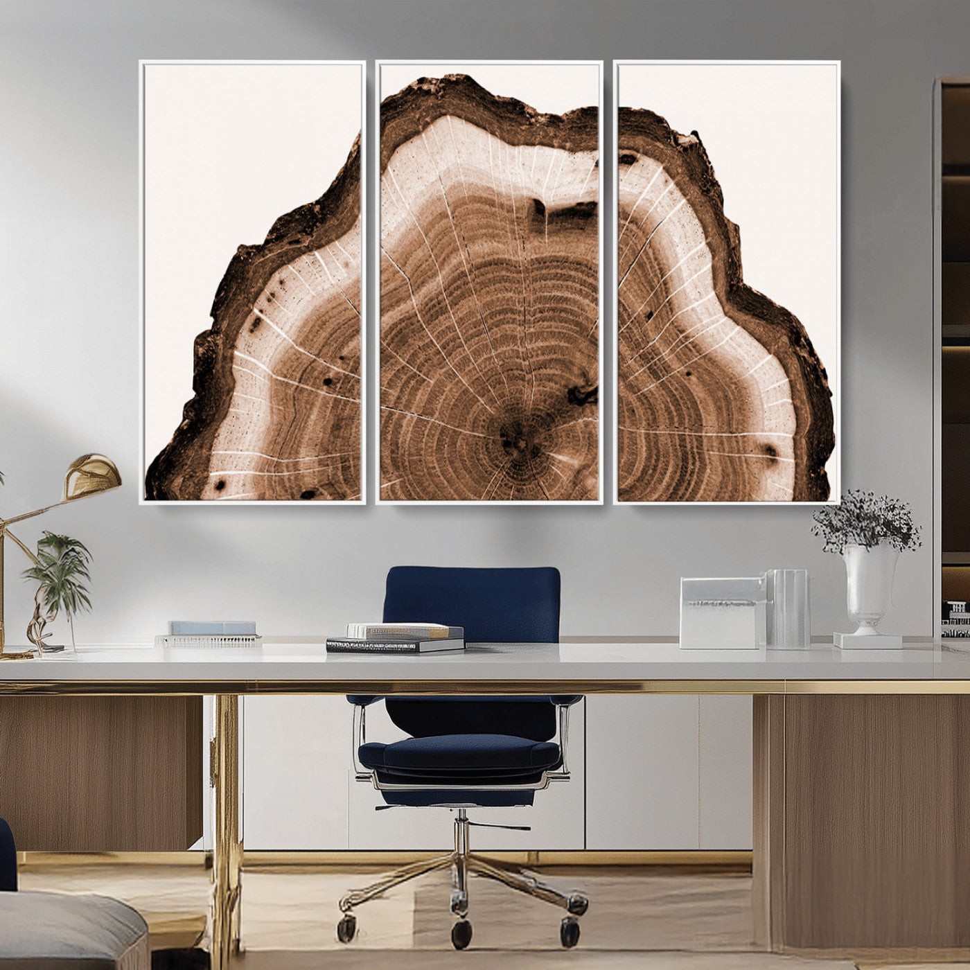 45195-MGV-CV-36X24-Rustic Wood Rings Wall Art | Nature-Inspired Tree Ring Canvas Print | Ready to Hang and Framed for
