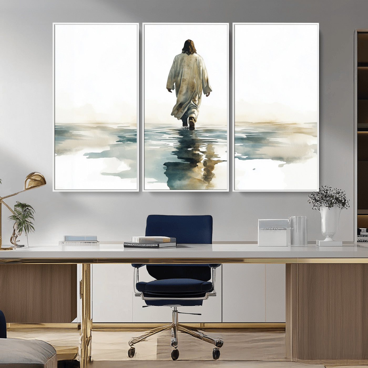 MGV-FC-48X32-3P - Abstract Jesus Wall Art Canvas Print, Christian Wall Art, Jesus Christ Walking
