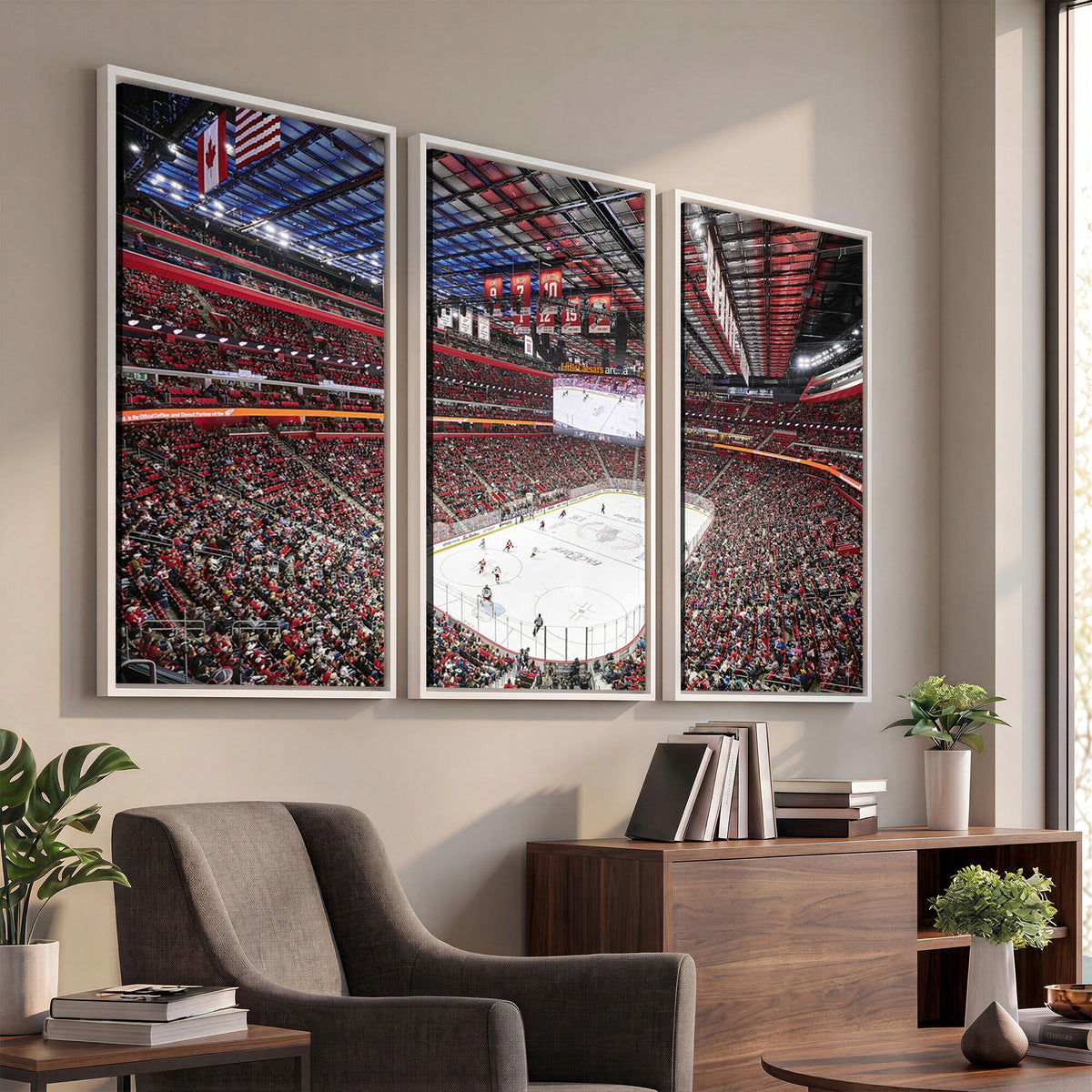 62263-MGV-CV-36X24 - Barton Malow Little Caesars Arena Detroit Wall Art Canvas Print - Detroit Hockey and Basketball