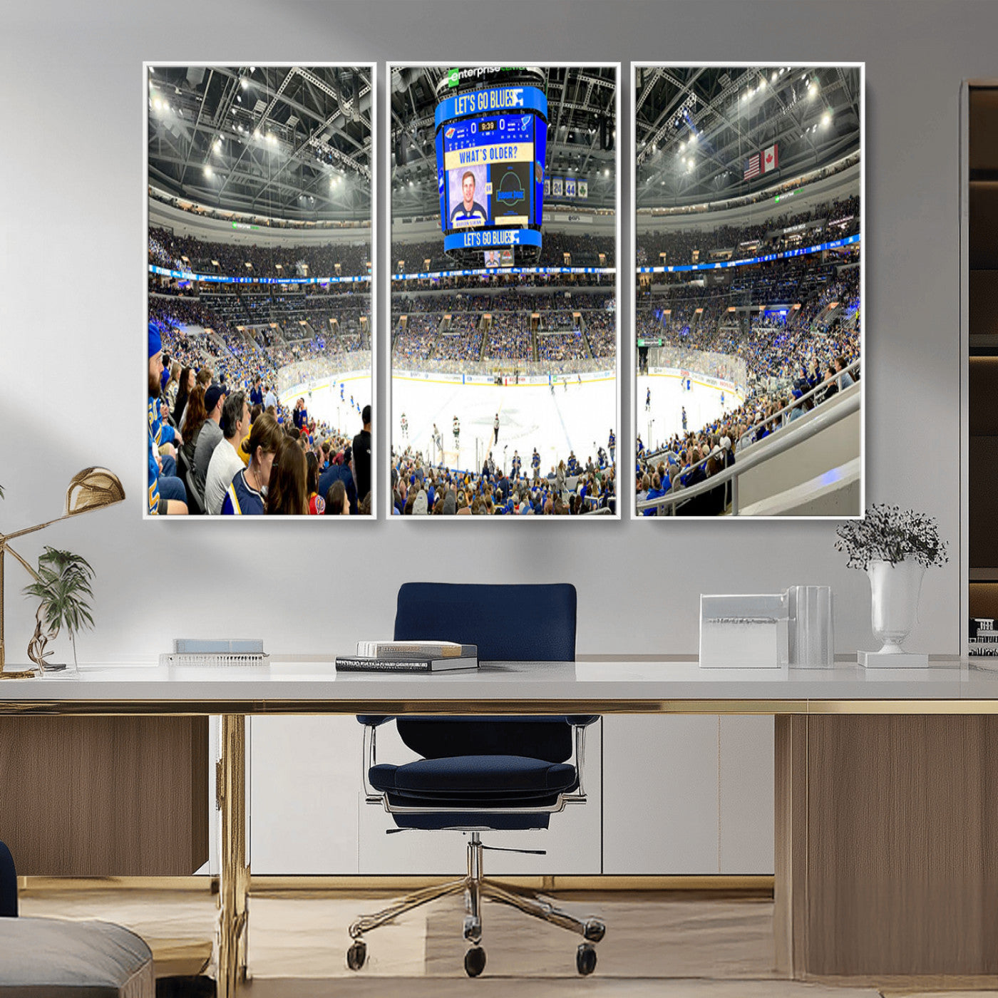 MGV-FC-48X32-3P - Enterprise Center | Missouri St. Louis Blues Ice Hockey Stadium Wall Art | Canvas Print | Ready to