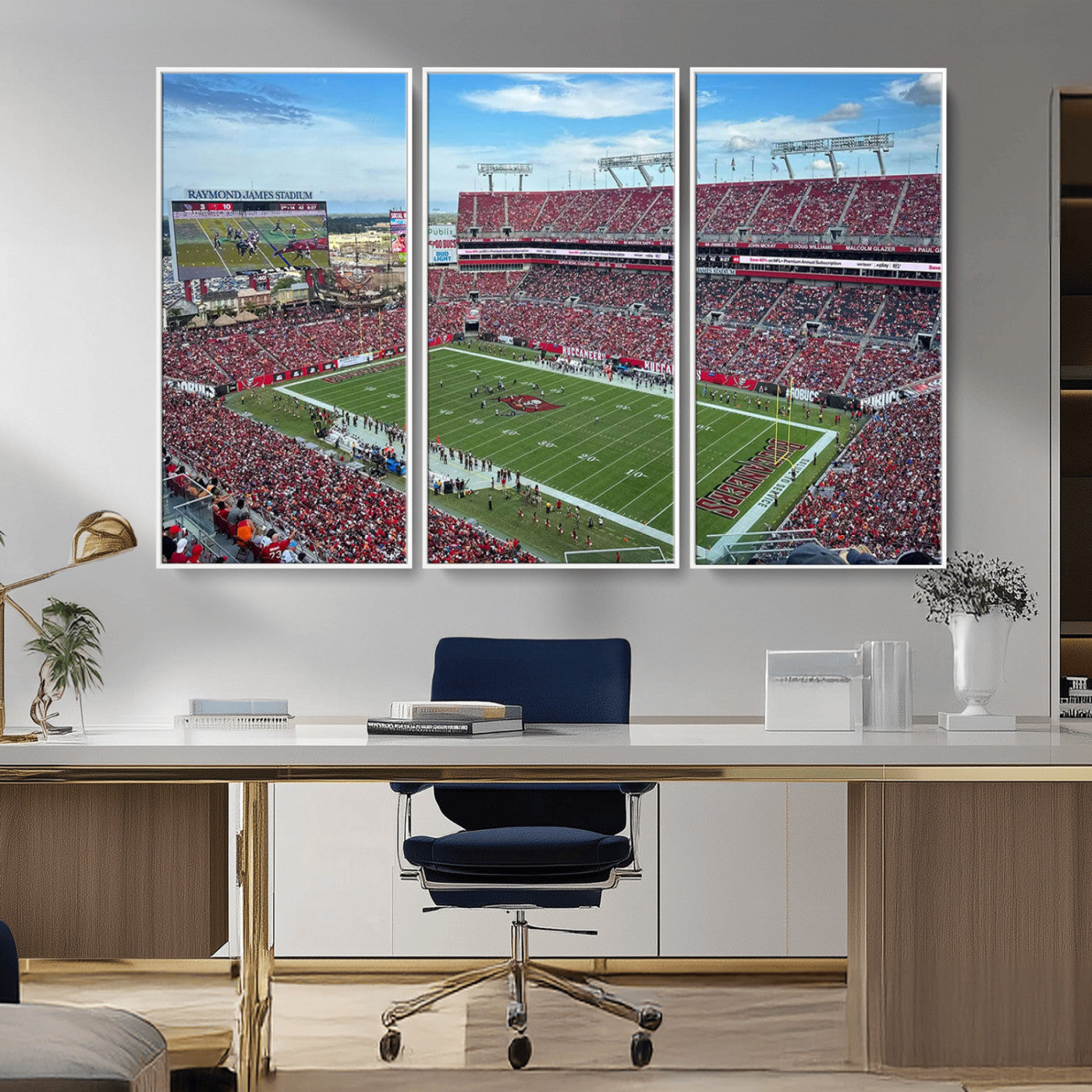 MGV-FC-48X32-3P - Florida Tampa Raymond James Stadium Wall Art Canvas Print - NFL Football Stadium Print Canvas