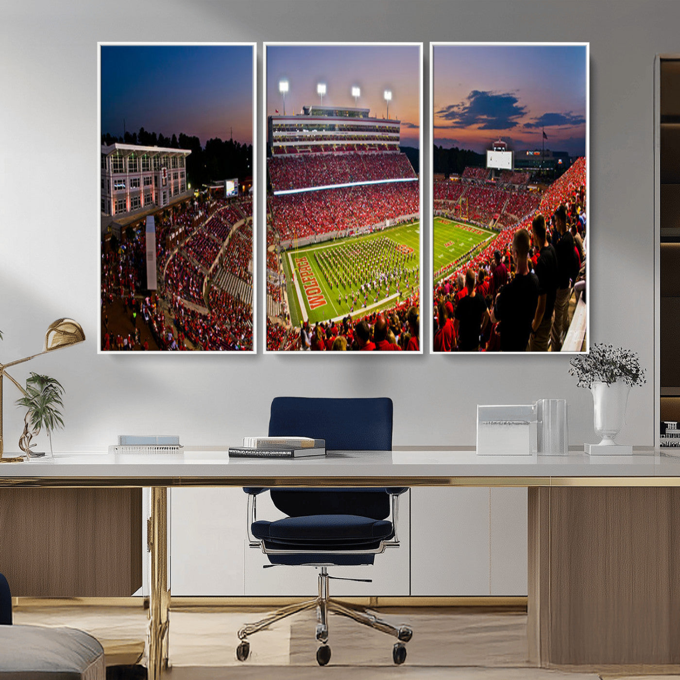 MGV-FC-48X32-3P - NC State Wolfpack Football Team Print - Raleigh Carter-Finley Stadium Wall Art Canvas Print