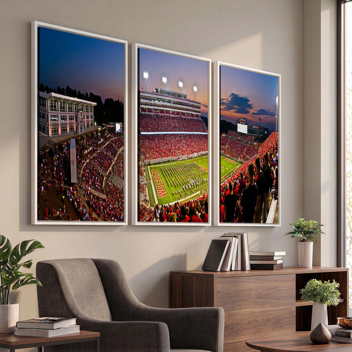 87655-MGV-CV-36X24 - NC State Wolfpack Football Team Print - Raleigh Carter-Finley Stadium Wall Art Canvas Print