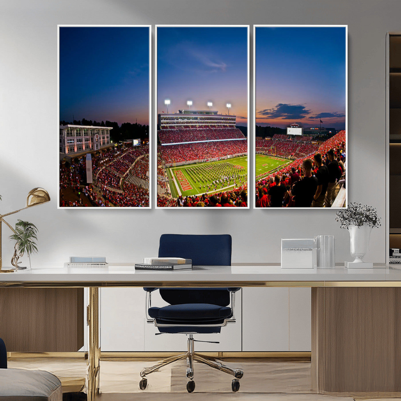 MGV-FC-48X32-3P - NC State Wolfpack Football Team Print - Raleigh Carter-Finley Stadium Wall Art Canvas Print