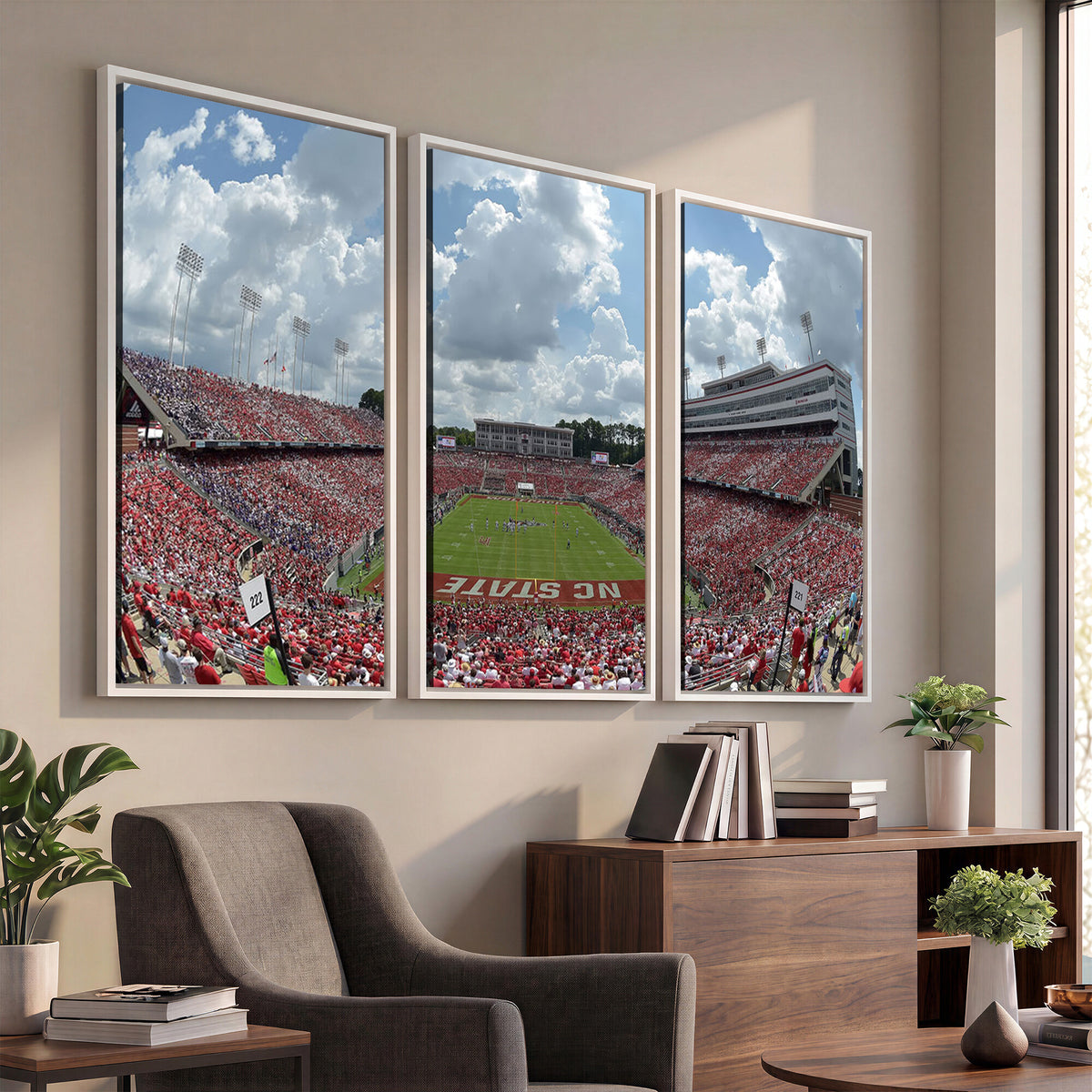30640-MGV-CV-36X24 - NC State Wolfpack Football Team Print Canvas- Raleigh Carter-Finley Stadium Wall Art Canvas Print