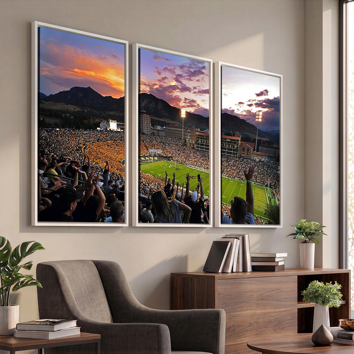 80381-MGV-CV-36X24 - Framed Colorado Buffaloes Football Team Print - Boulder Folsom Field Stadium Wall Art Canvas Print
