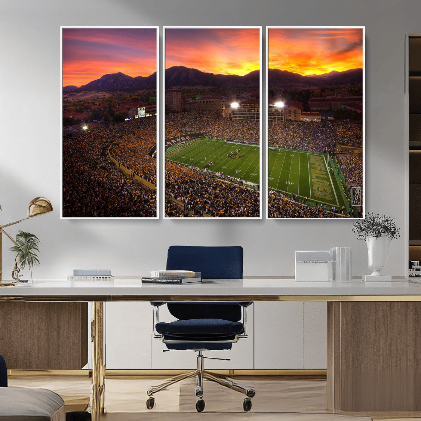 MGV-FC-48X32-3P - Colorado Buffaloes Football Team Print - Boulder Folsom Field Stadium Wall Art Canvas Print