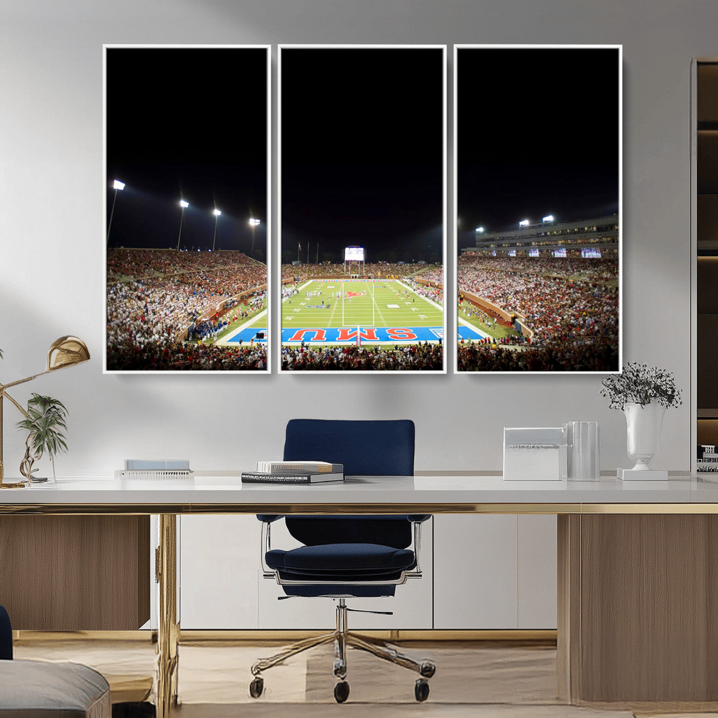 MGV-FC-48X32-3P - SMU Mustangs Football Team Print - Dallas Gerald J. Ford Stadium Wall Art Canvas Print