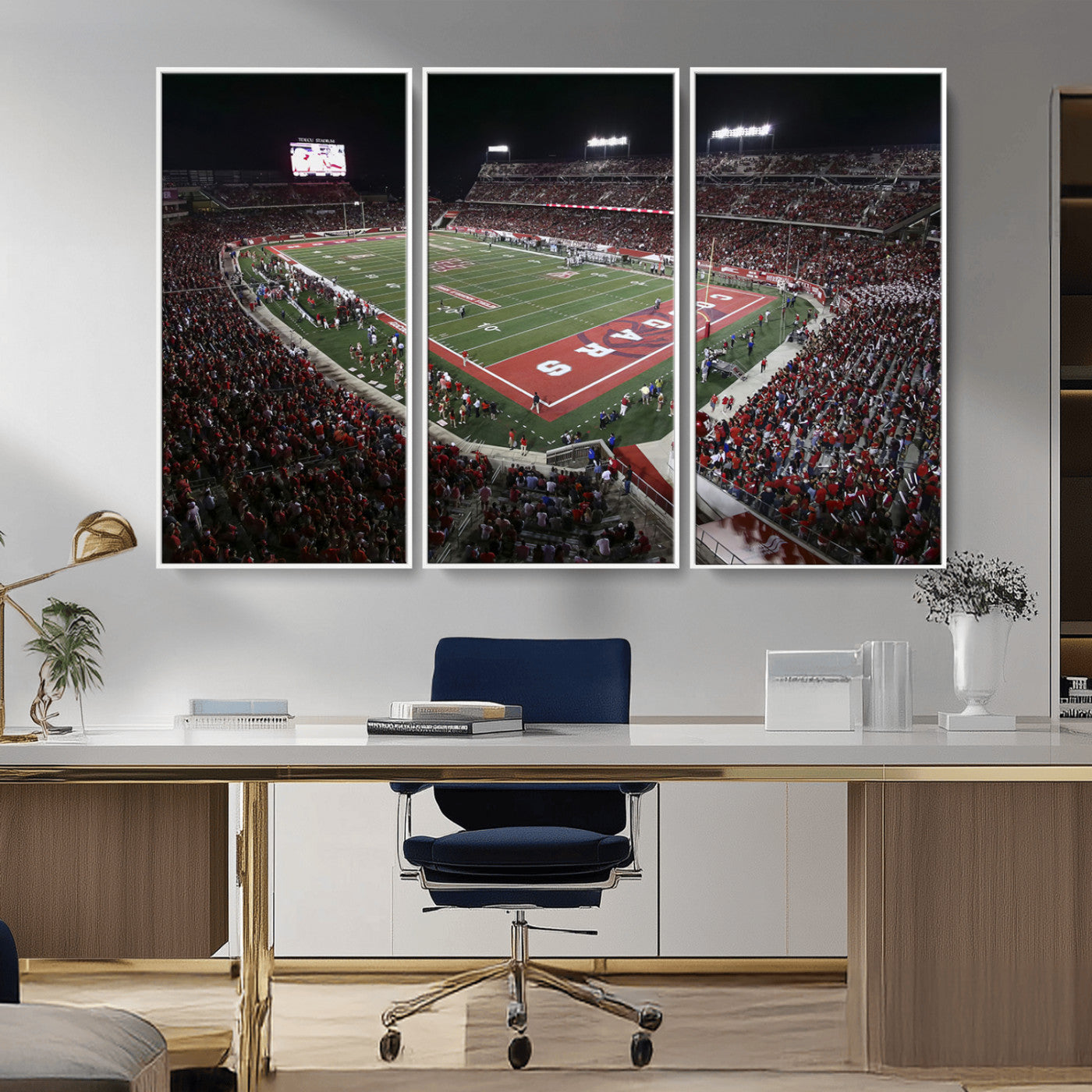 MGV-FC-48X32-3P - Houston Cougars Football Team Print - Houston TDECU Stadium Wall Art Canvas Print