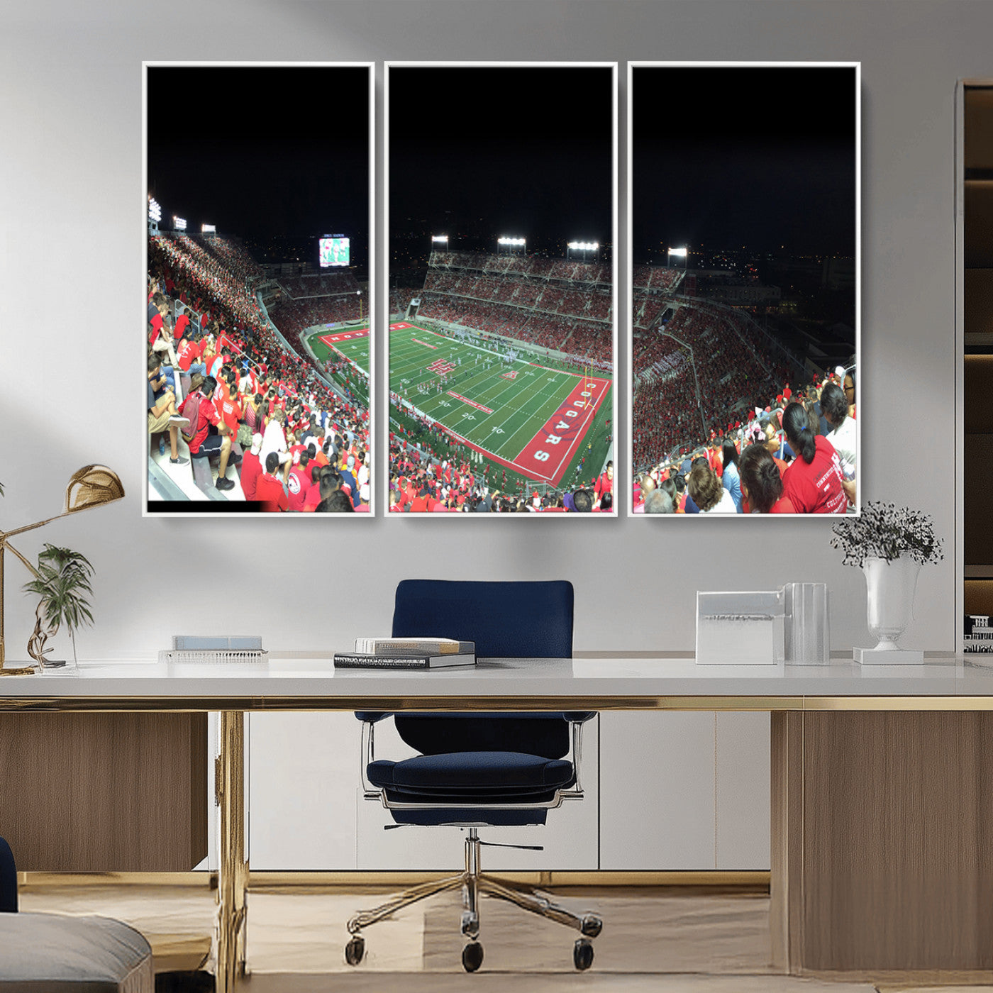 MGV-FC-48X32-3P - Houston Cougars Football Team Print - Houston TDECU Stadium Wall Art Canvas Print