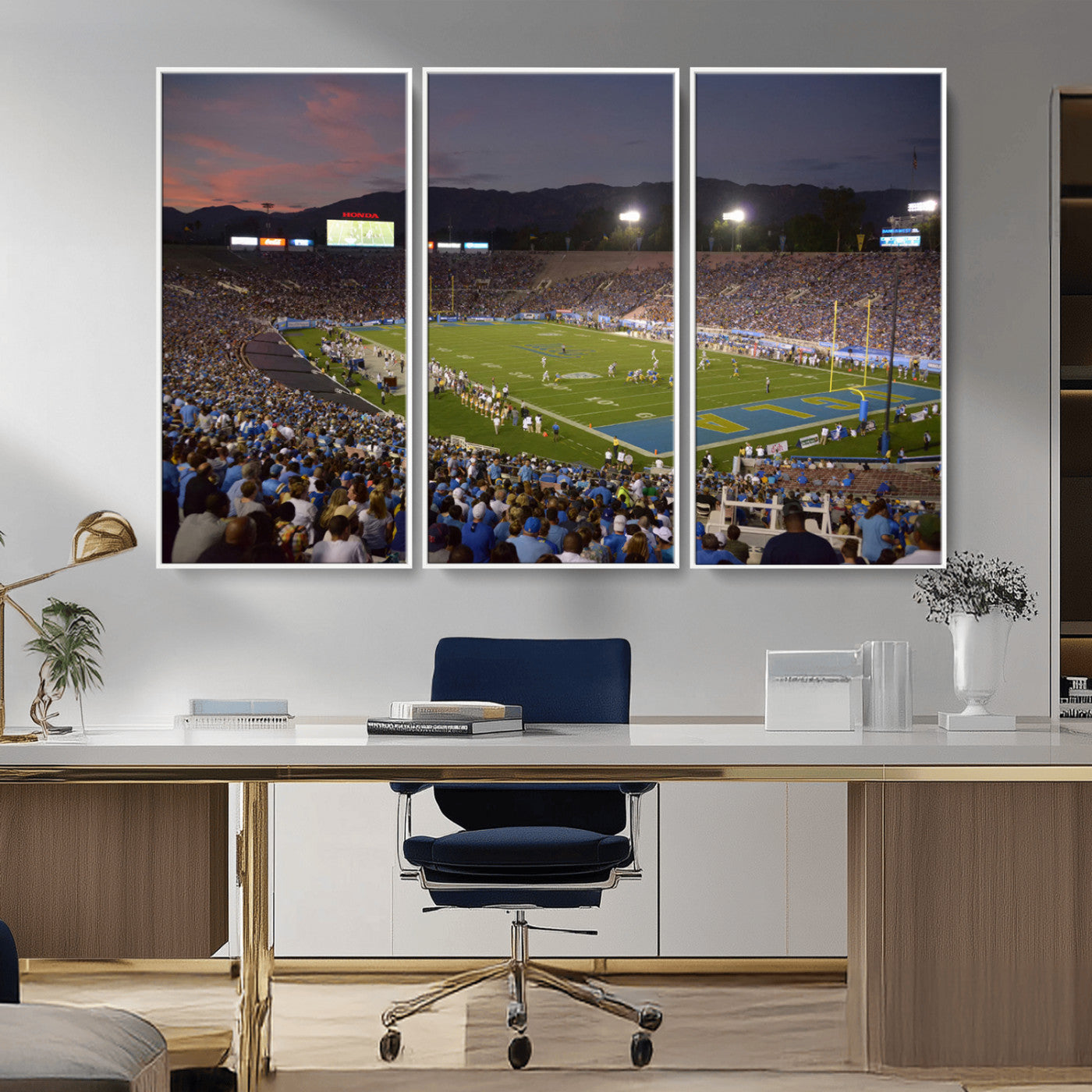 MGV-FC-48X32-3P - UCLA Bruins Football Team Print - Pasadena Rose Bowl Stadium Wall Art Canvas Print