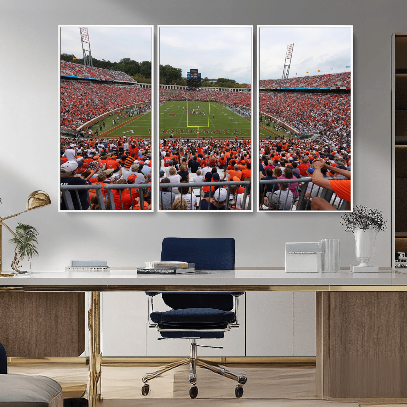 MGV-FC-48X32-3P - Virginia Cavaliers Football Team Print - Charlottesville Scott Stadium Print Wall Art Canvas