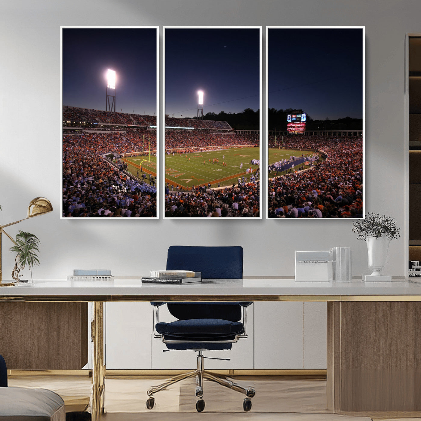 MGV-FC-48X32-3P - Virginia Cavaliers Football Team Print - Charlottesville Scott Stadium Canvas Print Wall Art