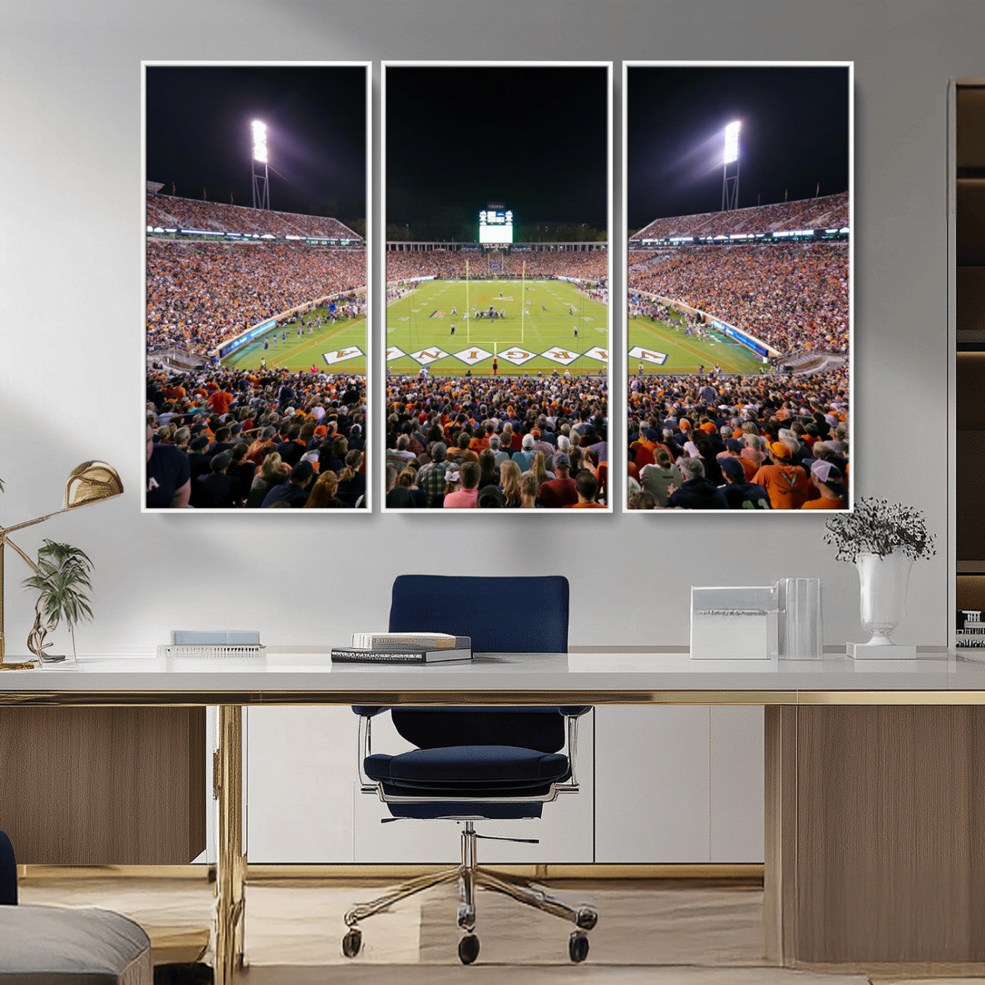 MGV-FC-48X32-3P - Virginia Cavaliers Football Team Print - Charlottesville Scott Stadium Wall Art Canvas Print
