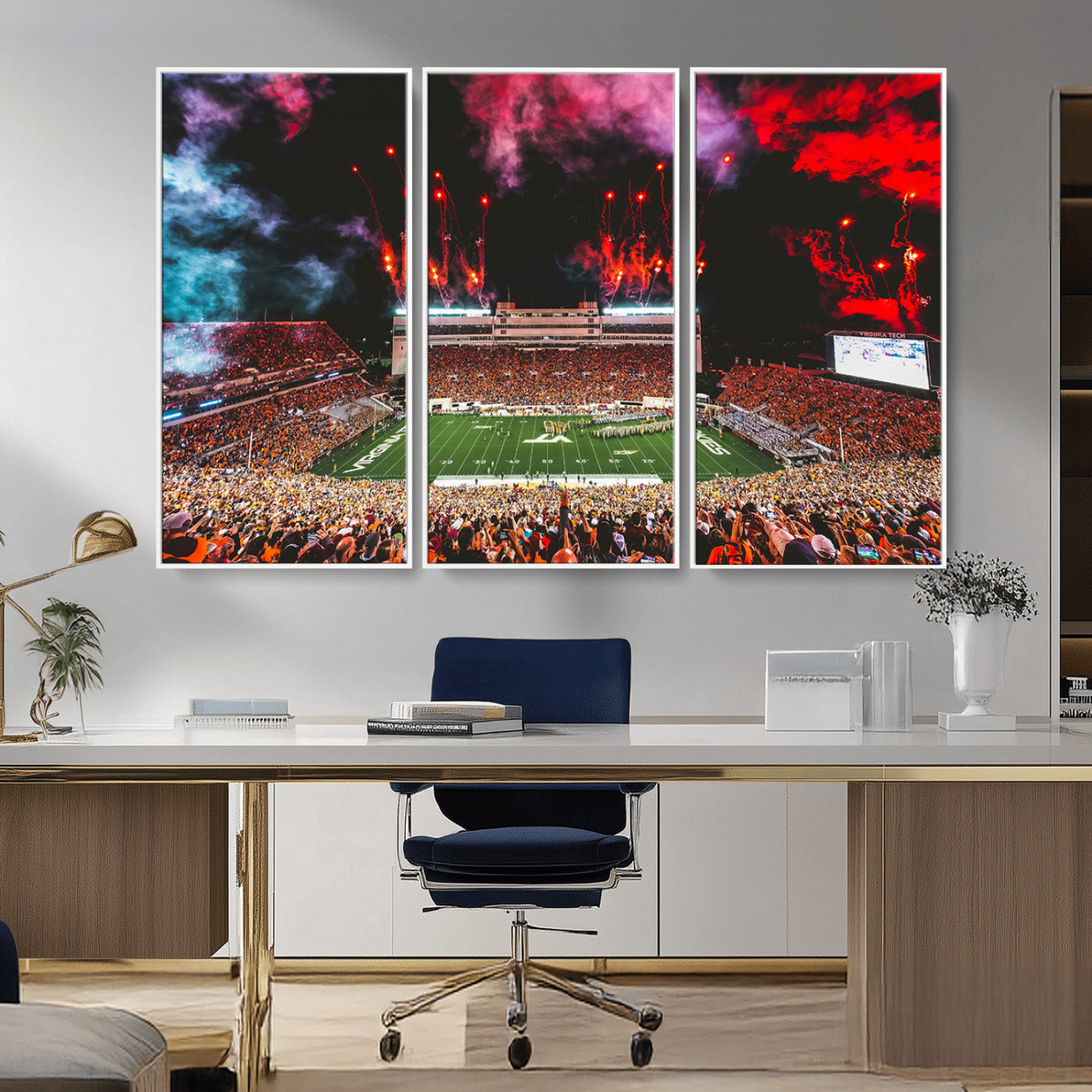 MGV-FC-48X32-3P - Virginia Tech Hokies Football Team Print - Blacksburg Lane Stadium Wall Art Canvas Print
