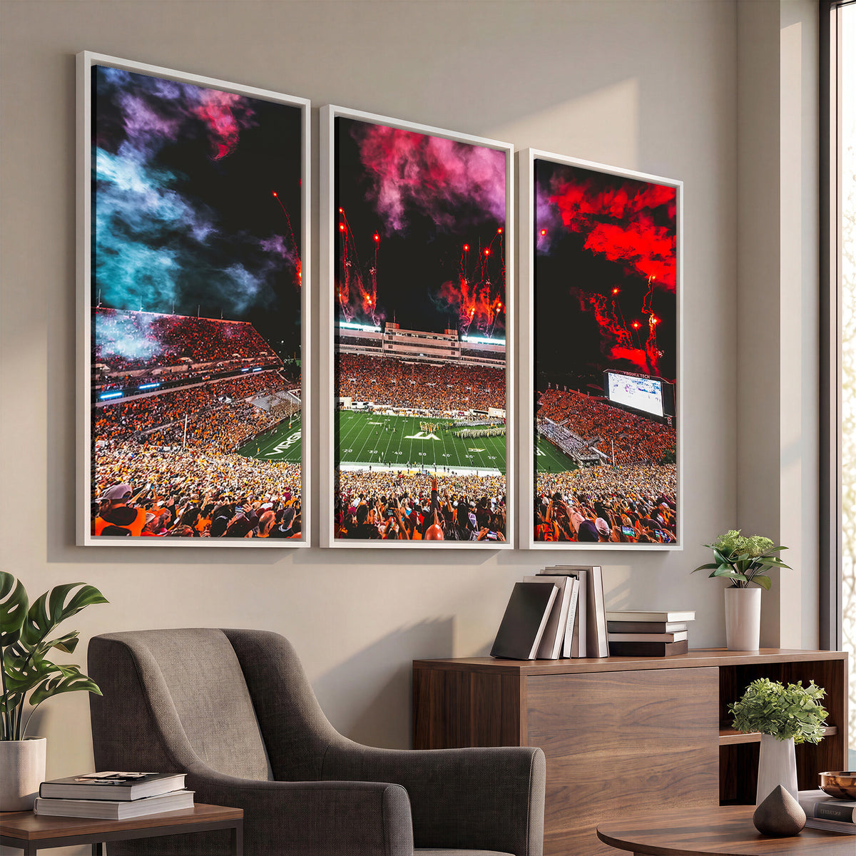 65761-MGV-CV-36X24 - Virginia Tech Hokies Football Team Print - Blacksburg Lane Stadium Wall Art Canvas Print