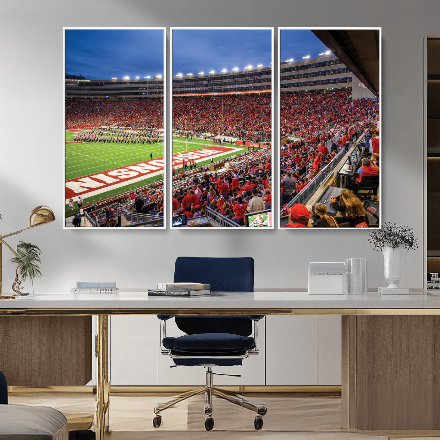 MGV-FC-48X32-3P - Wisconsin Badgers Football Team Print - Madison Camp Randall Stadium Wall Art, Wisconsin Badgers