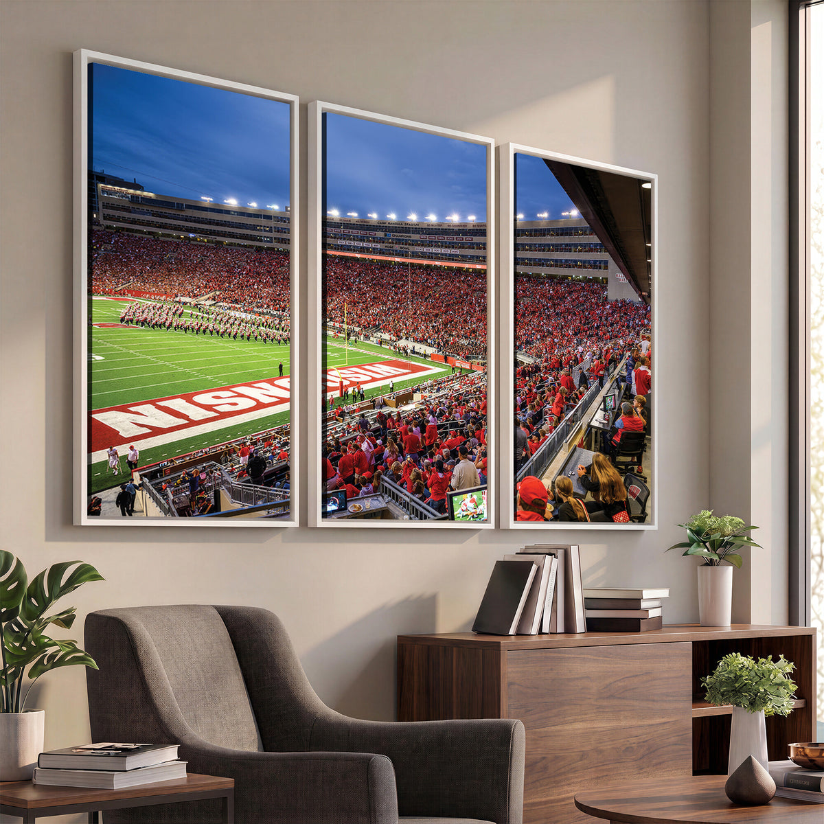 57601-MGV-CV-36X24 - Wisconsin Badgers Football Team Print - Madison Camp Randall Stadium Wall Art, Wisconsin Badgers