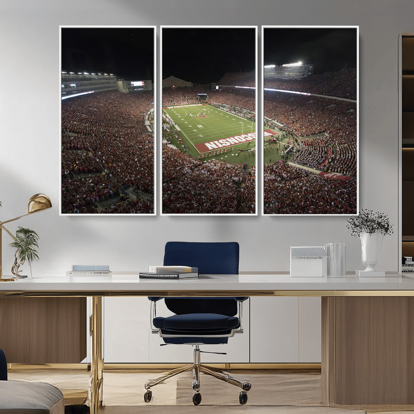 MGV-FC-48X32-3P - Wisconsin Badgers Football Team Print - Madison Camp Randall Stadium Wall Art Canvas Print