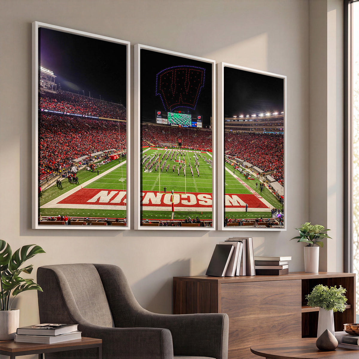 34125-MGV-CV-36X24 - Wisconsin Badgers Football Team Print Canvas- Madison Camp Randall Stadium Wall Art Canvas Print